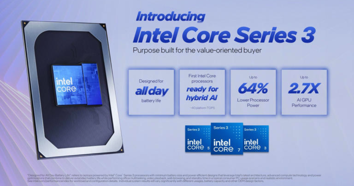 Intel Core Ultra Série 3: Eficiência e Preço Acessível