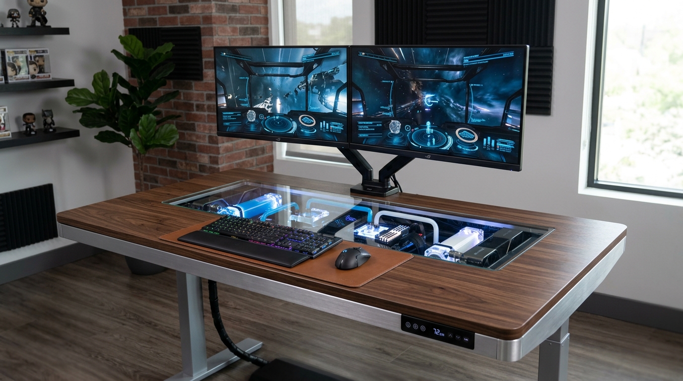 Lian Li DK-07 WOOD: secretária motorizada com PC integrado